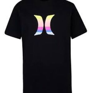 Hurley Black Tee with Multicolor Logo